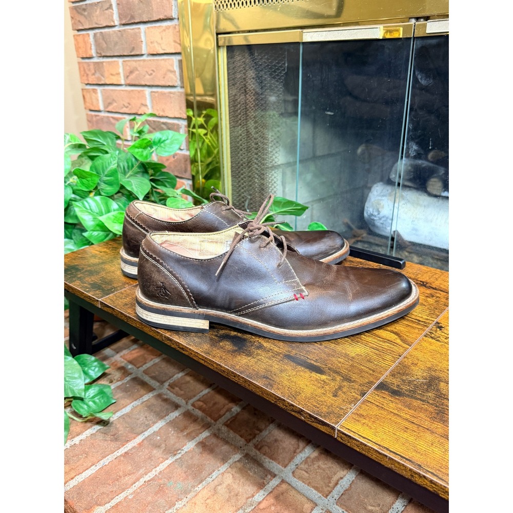 Original Penguin Wade Derby Shoes Mens Brown Leather Lace Up Size 12